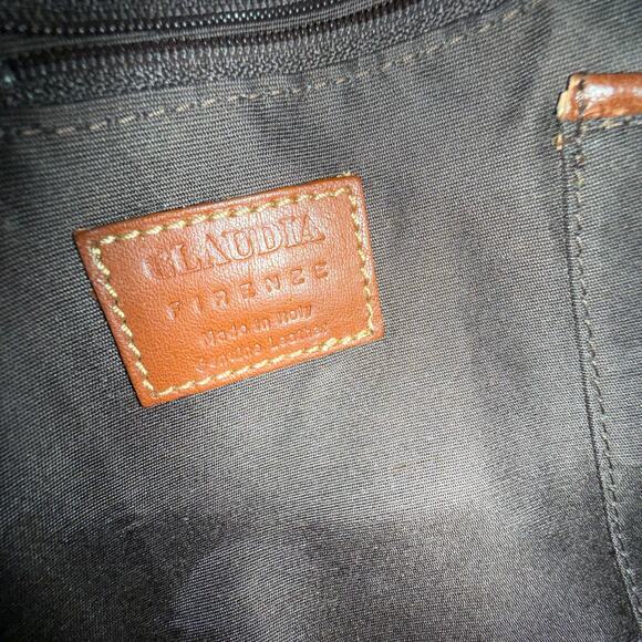 Claudia Firenze Suede and Leather Crossbody Bag Purse Tan Brown Cowhide Italy - Picture 4 of 9